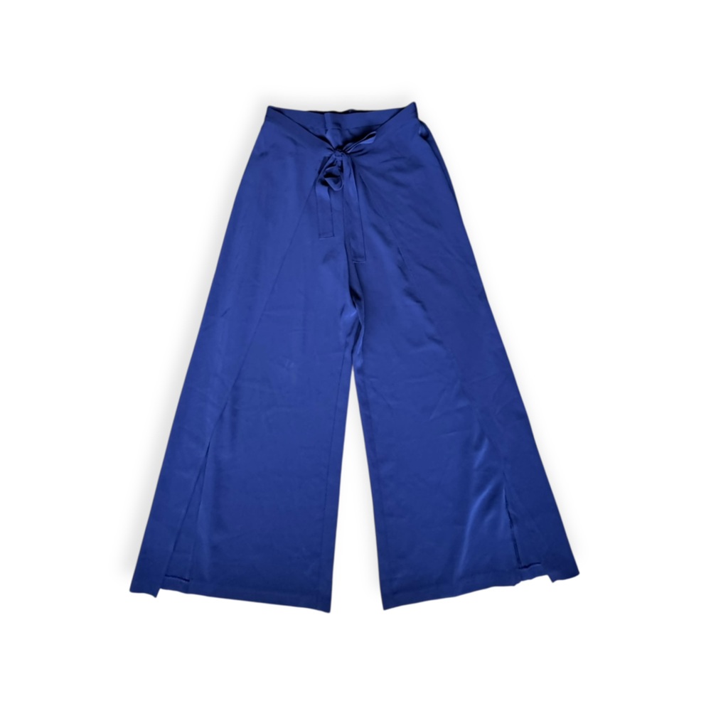 bar iii large palazzo blue pants large tie front